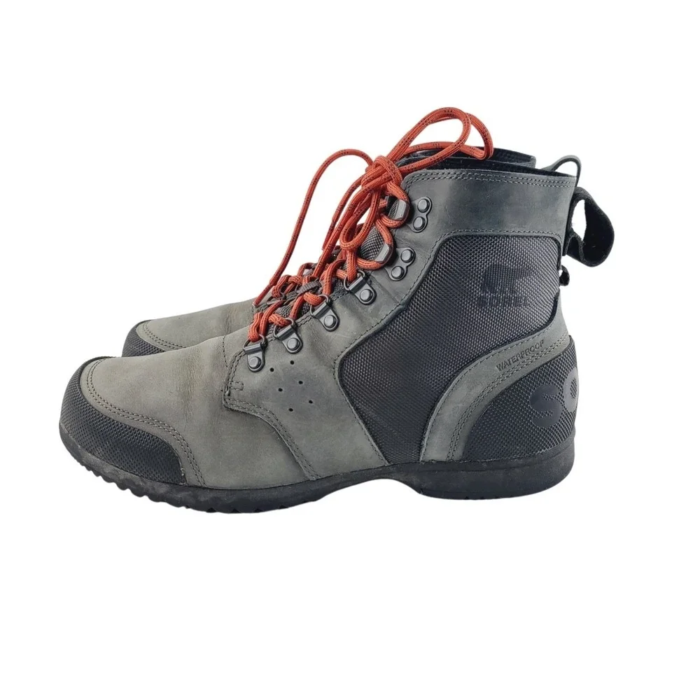 Sorel Lace Up Round Toe Hiking Boot/ Utility Boots Men Size 10 Gray Black Orange